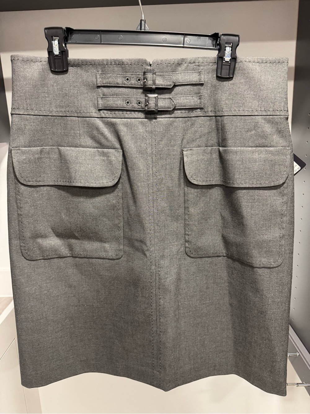 Halogen Dark Gray A-Line Skirt with Dual Buckle Waist